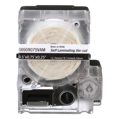 Casete de 425 Etiquetas Autolaminadas de 12.7 x 19.1 mm (0.5 x 0.75 pulgadas), para Cables de 2 a 4 mm (0.08 a 0.16 pulgadas) de Diámetro, Área de