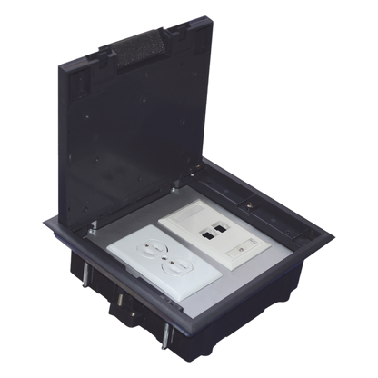 Caja de Piso para Dos Módulos Universales (Socket M2), para Alimentación Eléctrica y Redes de Datos (11000-33401) No Incluye Faceplates