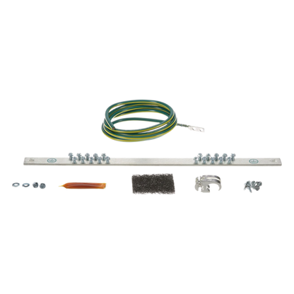 Kit de Puesta a Tierra con Jumper 6 AWG RGREJ696Y y Barra de Conexiones de 20 Orificios RGRB19U, para Rack de 19in