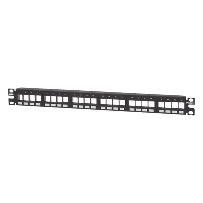 Panel de Parcheo Modular Keystone (Sin Conectores), Numerado y Espacio para Etiquetas, de 24 Puertos, 1UR