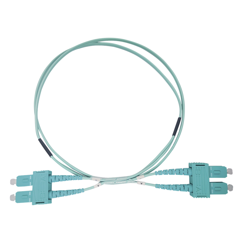 Jumper de Fibra Óptica Multimodo OM3 50/125 SC-SC OFNR (Riser), 2.0 mm, Dúplex, Aqua, 3 Metros (9.84 Pies)