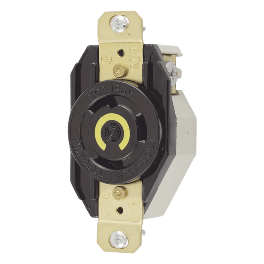 Receptáculo de Media Vuelta Industrial 30 A 125 V CA 2 Polos 3 Hilos (Nema L5-30R) Color Negro