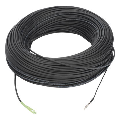 Rollo de Fibra Óptica Drop Redonda G657A2 Monomodo Simplex de 150 Metros (492.13 Pies) con Conectores SC/APC-SC/APC para Instalaciones Aéreas