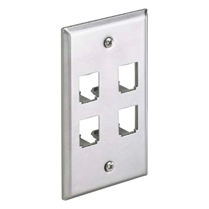 Placa de Pared Vertical, de Acero Inoxidable, Salida Para 4 Puertos Mini-Com