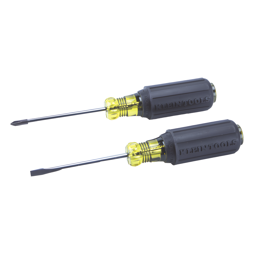 Juego de 8 Desarmadores con Mango Cushion-Grip™: 2 de punta Plana de 1/4'' (6.4 mm) y 5/16'' (7.9 mm); 2 de punta Cabinet de 5/16'' (7.9 mm) y 3/16''