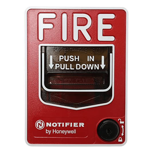 Estación manual de alarma direccionable de doble acción, con leyenda en inglés, para paneles inteligentes NOTIFIER