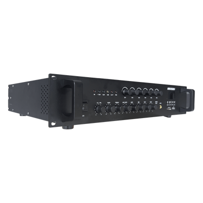 Amplificador de Audio | Bluetooth | 240 W | 6 Zonas con Control de Volumen Independiente | 70/ 100V COM | Montaje en Rack | Voceo y Musica Ambiental