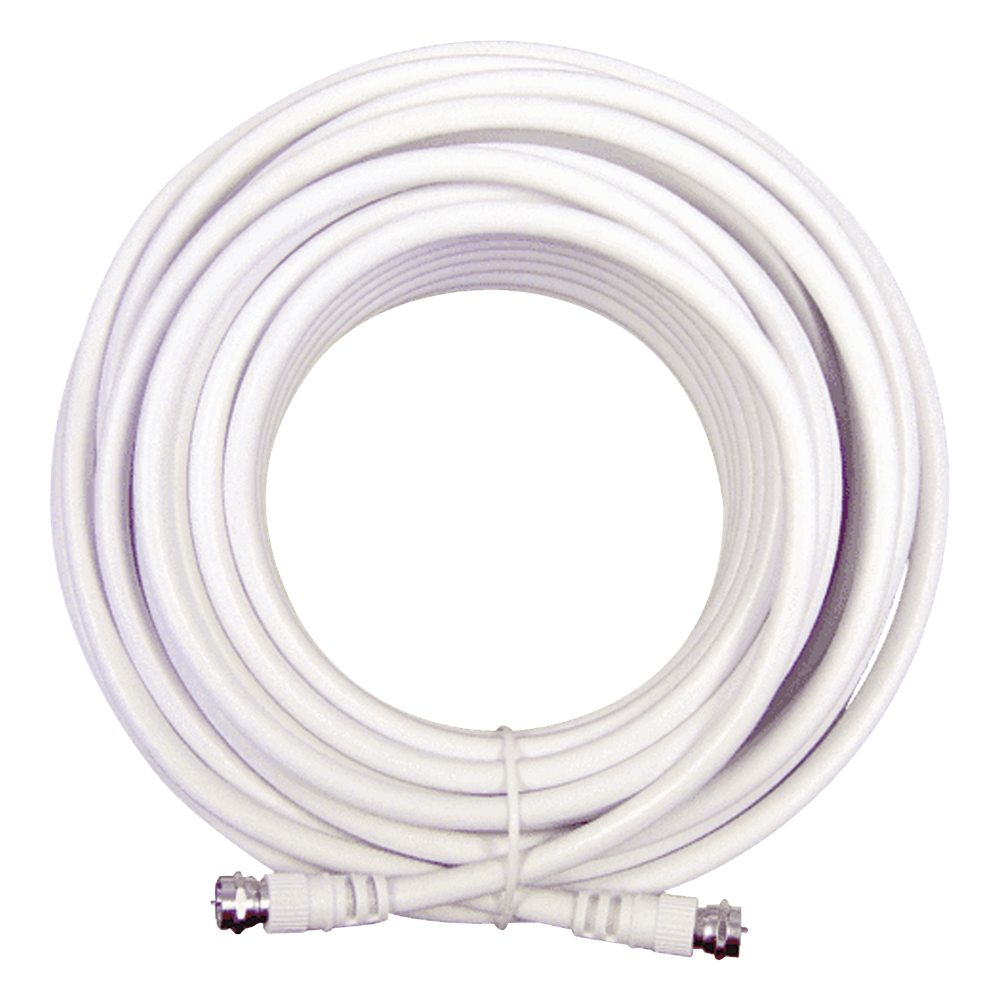 Jumper Coaxial con Cable Tipo RG-6 en Color Blanco de 15.24 Metros (50 Pies) de Longitud y Conectores F Macho en Ambos Extremos. 75 Ohm de Impedancia