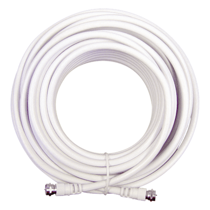 Jumper Coaxial con Cable Tipo RG-6 en Color Blanco de 15.24 Metros (50 Pies) de Longitud y Conectores F Macho en Ambos Extremos. 75 Ohm de Impedancia