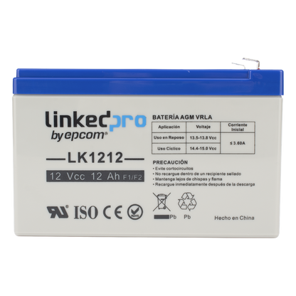 Batería de respaldo 12 V | 12 Ah | AGM | Especial para Seguridad Electrónica | UPS | Sistemas de Emergencia | Vida útil 5 años | Terminales F1 +