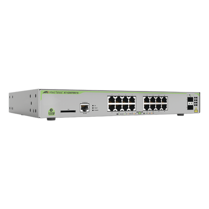 Switch PoE+ Administrable CentreCOM GS970M, Capa 3 de 16 Puertos 10/100/1000 Mbps + 2 SFP Gigabit, 247 W