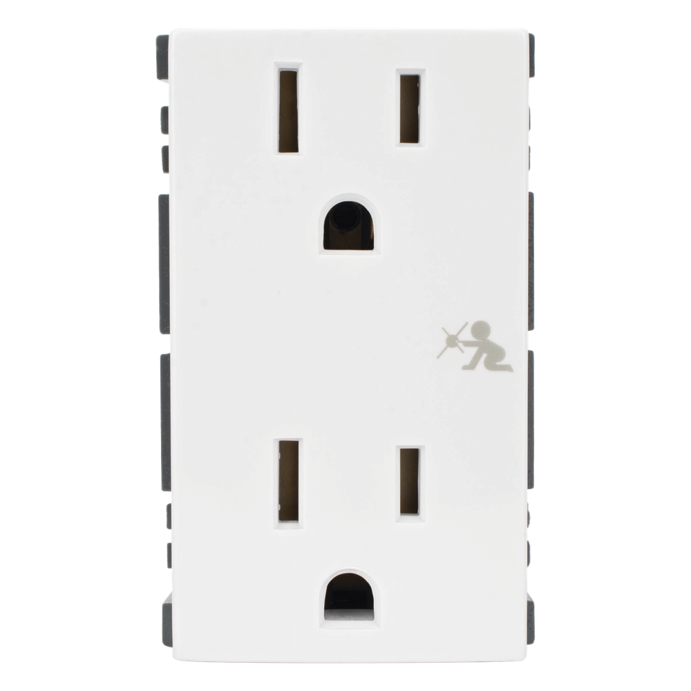 Módulo Dúplex de Contactos Eléctricos 10A 127V Color Blanco / Compatible con Cajas para Pavimento SM-CPAV-2 y SM-CPAV-4 / Requiere Adaptador