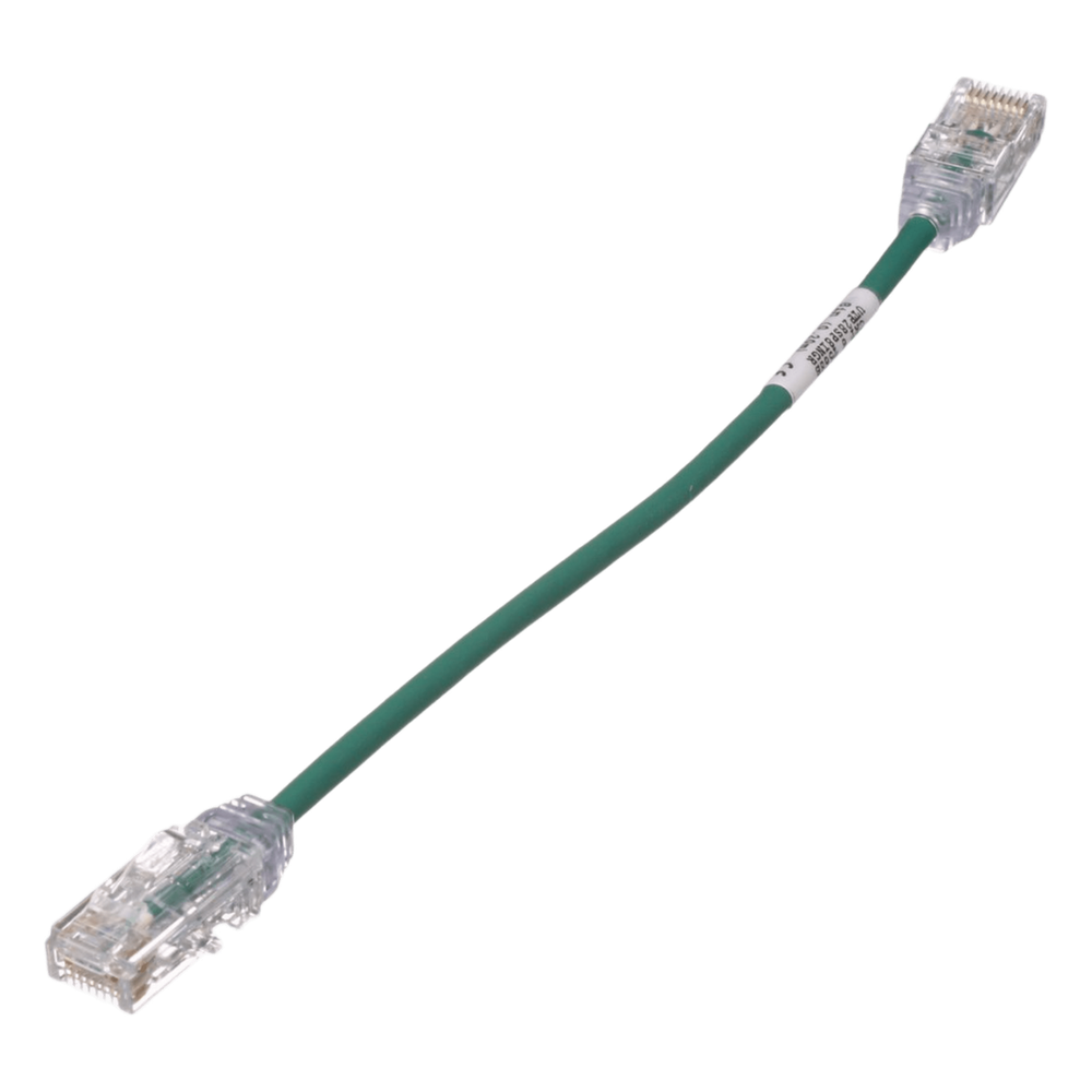Cable de Parcheo TX6, UTP Cat6, Diámetro Reducido (28AWG), Color Verde, 20.2 cm (8 Pulgadas)