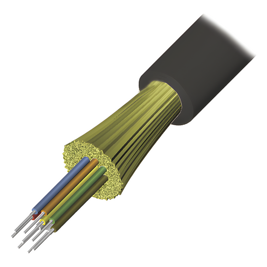 Cable de Fibra Óptica de 6 Hilos, Interior/Exterior, Tight Buffer, No Conductiva (Dieléctrica), Riser, Multimodo OM3 50/125 Optimizada, 1 Metro (3.28