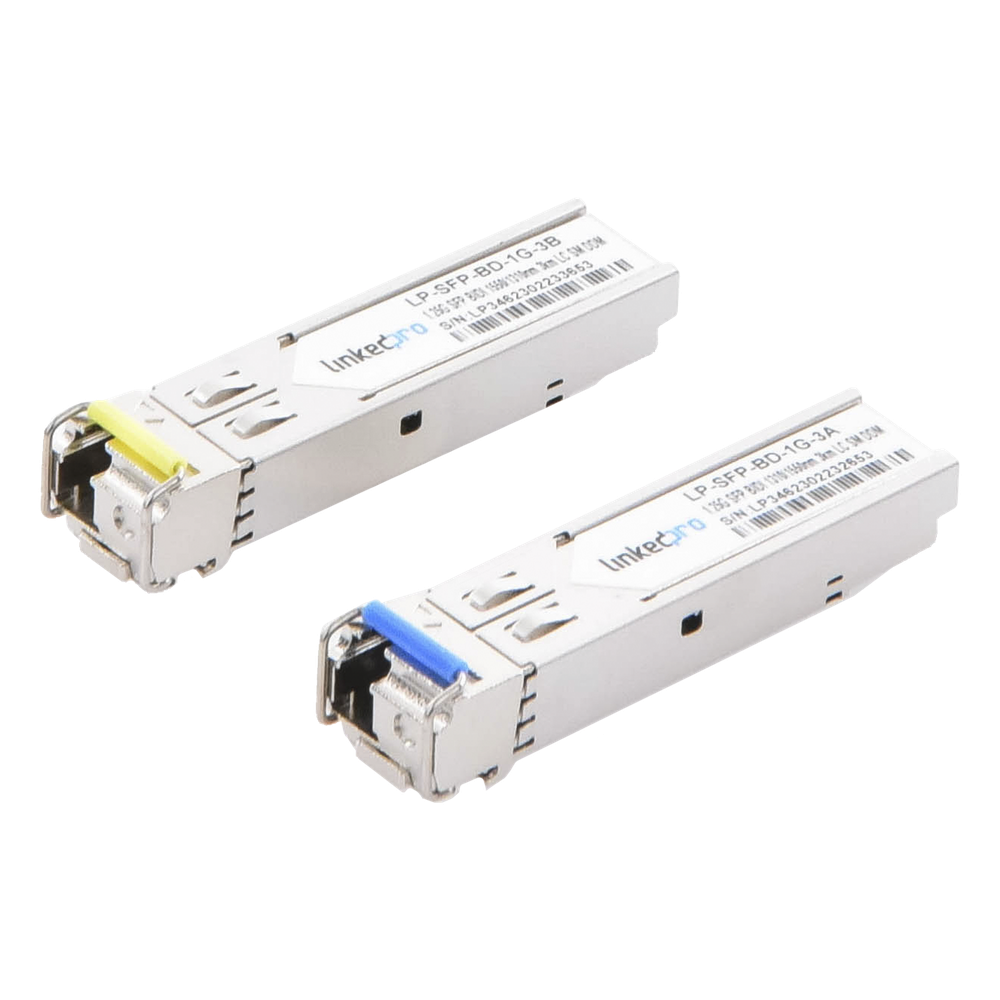 Transceptores Ópticos Bidireccionales SFP (Mini-Gbic) / Monomodo 1310 & 1550 nm / 1.25 Gbps / 1000BASE-BX / Conector LC/UPC Simplex / DDM / Hasta 3