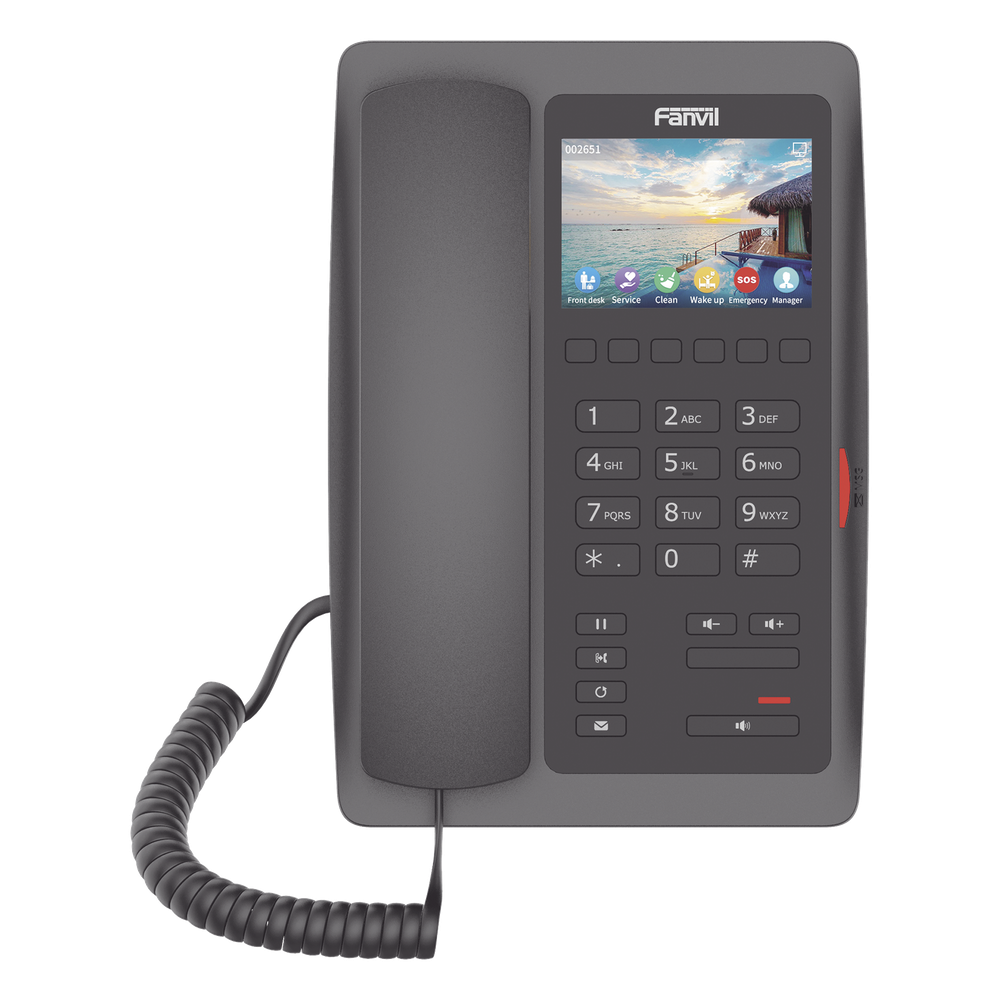 (H5W Color Negro)Teléfono IP WiFi para Hotelería, profesional de gama alta con pantalla LCD de 3.5 pulgadas a color, 6 teclas programables para