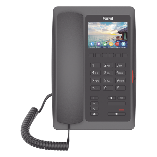 (H5W Color Negro)Teléfono IP WiFi para Hotelería, profesional de gama alta con pantalla LCD de 3.5 pulgadas a color, 6 teclas programables para