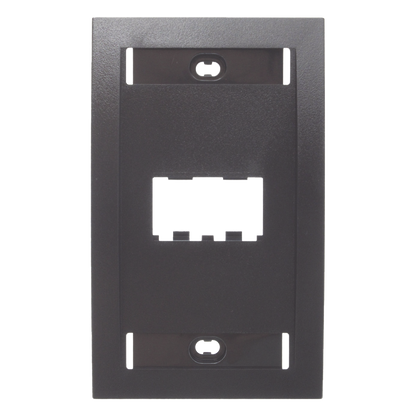 Placa de Pared Vertical Ejecutiva, Salida de 2 Puertos Mini-Com, Con Espacios Para Etiquetas, Color Negro