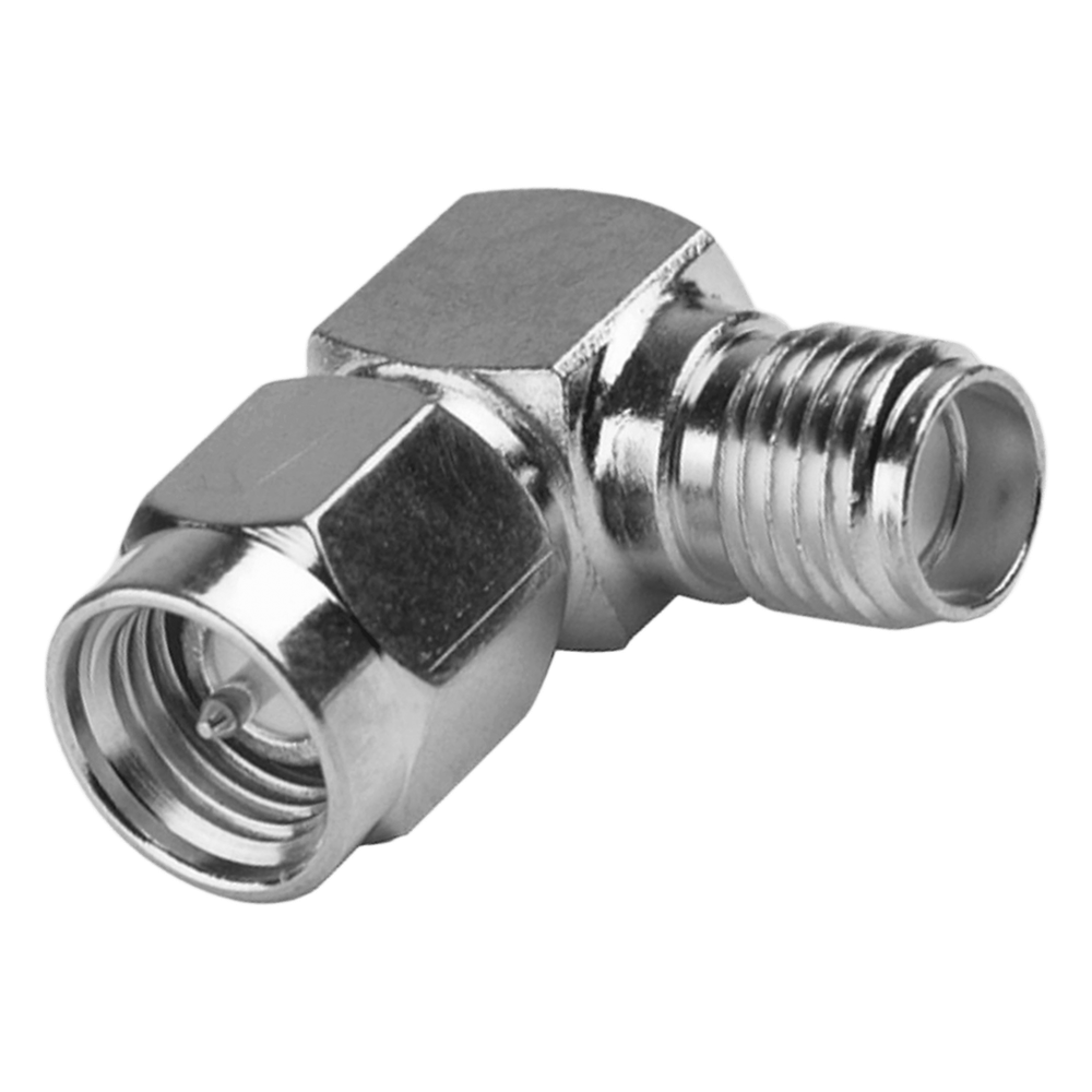 Adaptador en Ángulo Recto, de Conector SMA Macho a SMA Hembra Níquel/ Oro/ Teflón