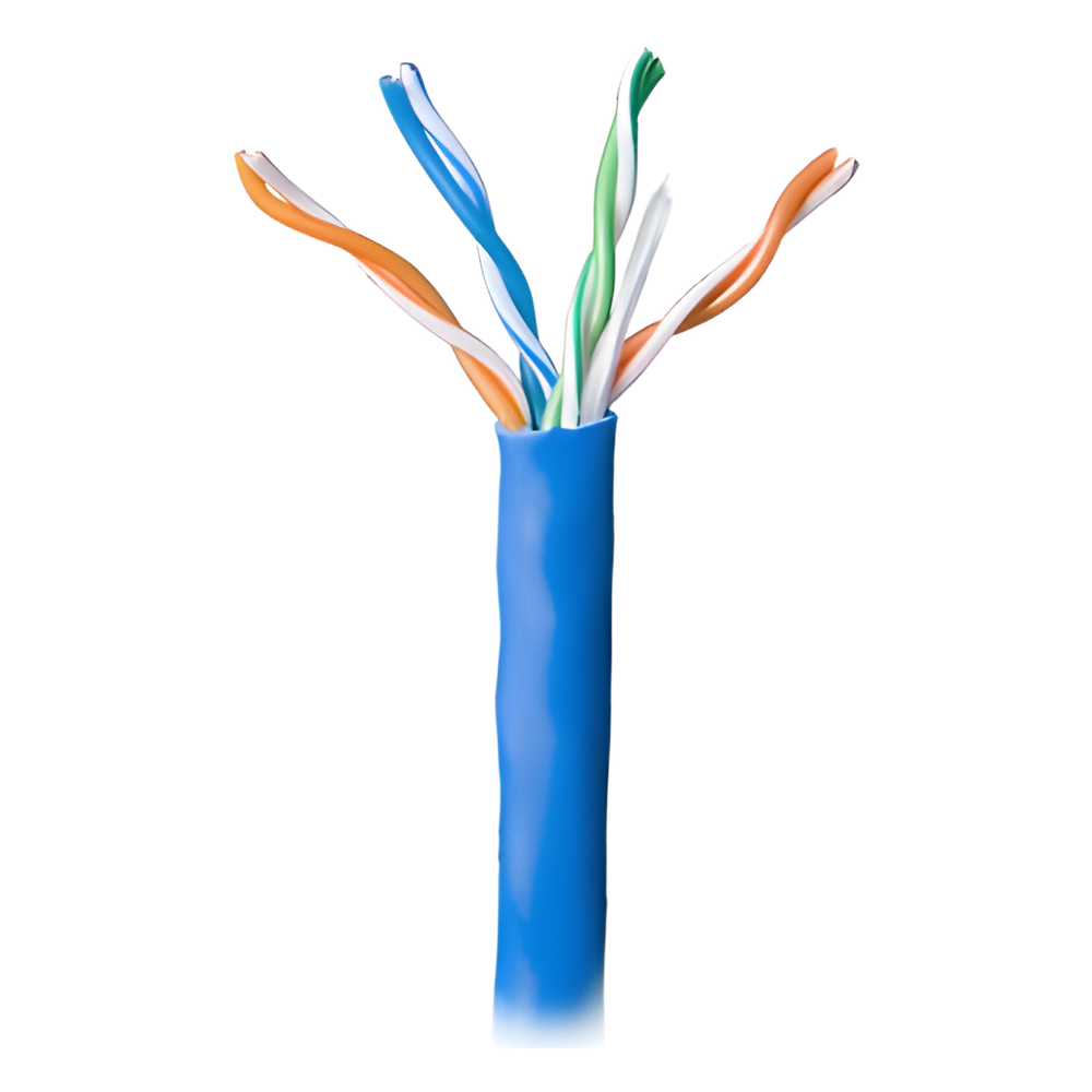 Bobina de 305 Metros (1000 Pies) Cable Par Trenzado Nivel 5 (CAT 5e) / CMR / Color Azul / 4 Pares de Conductores Sólidos de Cobre AWG 24 / Para