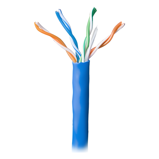 Bobina de 305 Metros (1000 Pies) Cable Par Trenzado Nivel 5 (CAT 5e) / CMR / Color Azul / 4 Pares de Conductores Sólidos de Cobre AWG 24 / Para