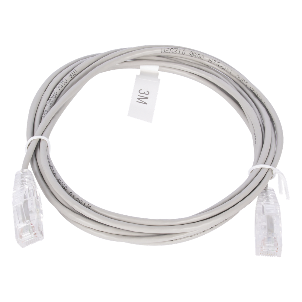 Cable de Parcheo Slim UTP Cat6 - 3 Metros (9.84 Pies) Gris Diámetro Reducido (28 AWG)