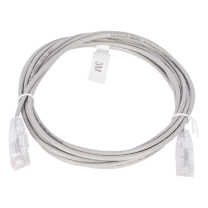 Cable de Parcheo Slim UTP Cat6 - 3 Metros (9.84 Pies) Gris Diámetro Reducido (28 AWG)