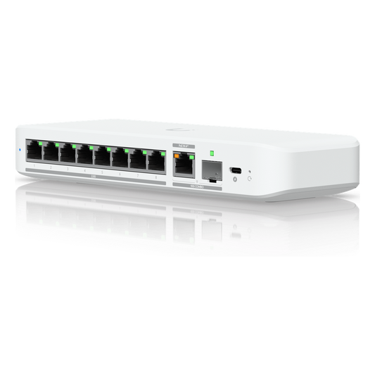 USW Flex 2.5G Switch de 8 Puertos 2.5GbE, con un Puerto de Enlace Ascendente Combinado RJ45/SFP+ de 10 GbE, Incluye Adaptador ca/cc
