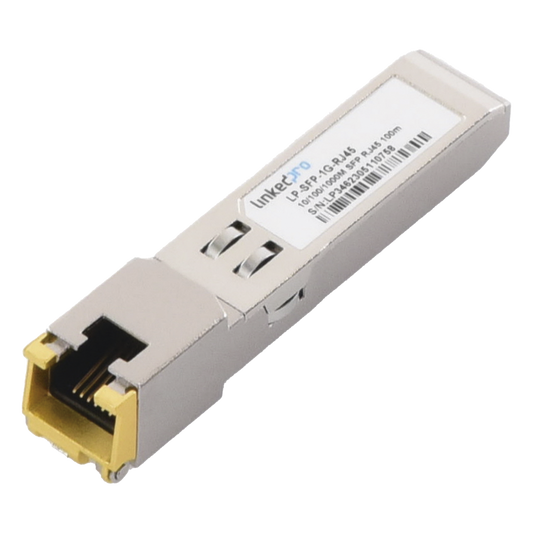 Transceptor Óptico SFP a RJ45 / Auto negociación 10/100/1000 Mbps / Conector RJ45 / 1000BASE-T / Distancia de hasta 100 m.