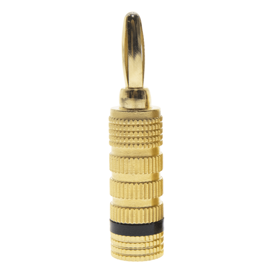 Conector Banana Tipo Tornillo para Bocinas | Instalaciones Profesionales de Audio | Chapado en Oro | Color Negro (1 Pieza)