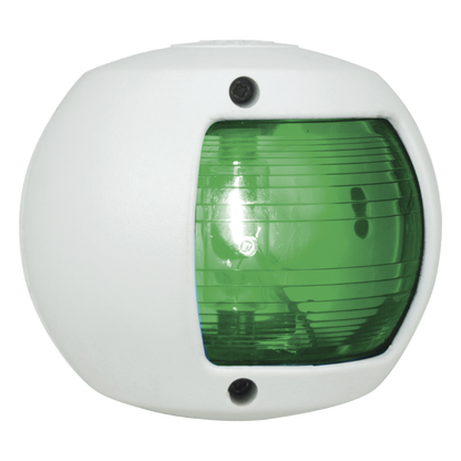 Luz lateral de Navegación en Color Verde con Carcasa Blanca para Embarcaciones a Vela o a Motor de Menos de 20 Metros
