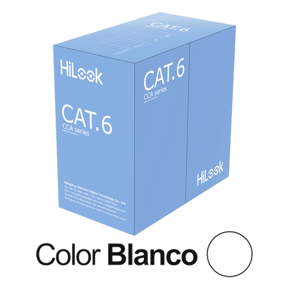 Cable de Red UTP Cat6 / 23 AWG / CCA / ANSI-TIA-568.2-D / RoHS 2.0 / CPR Fca / 305 Metros (1000 Pies) / PVC Blanco / Resistencia a la Tracción y