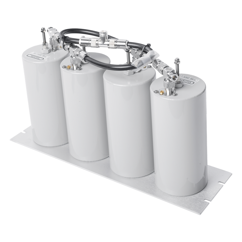 Duplexer Pasa Banda-Rechazo de Banda, 400-470 MHz, 4 Cavidades (4"Dia.) 5 MHz, 250 Watt, N Hembra