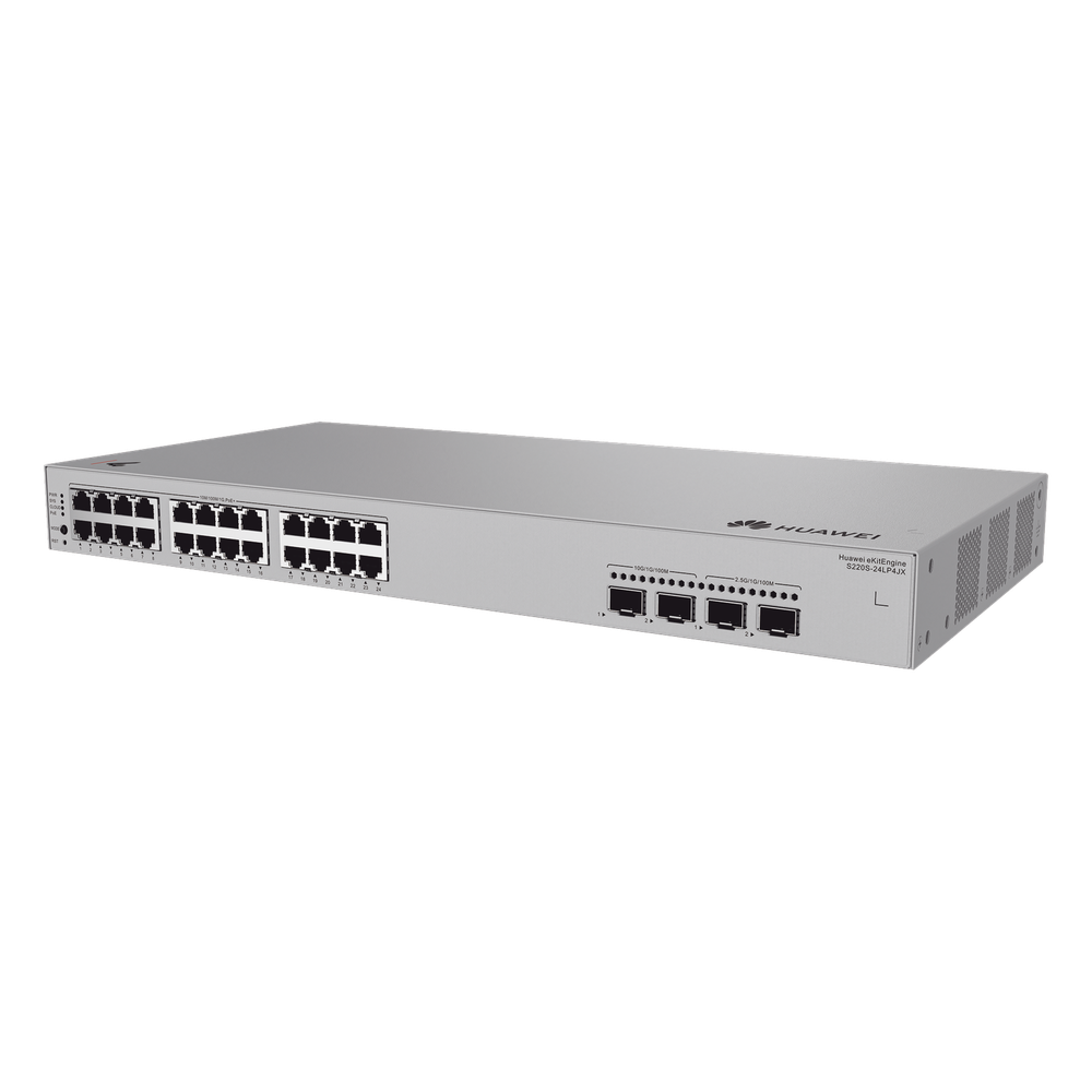 Switch de Acceso eKit Administrable / Capa 2 / 24 Puertos PoE+ Gigabit + 2 Puertos SFP (2.5 Gbps) + 2 Puertos SFP+ / PoE Perpetuo / Presupuesto PoE