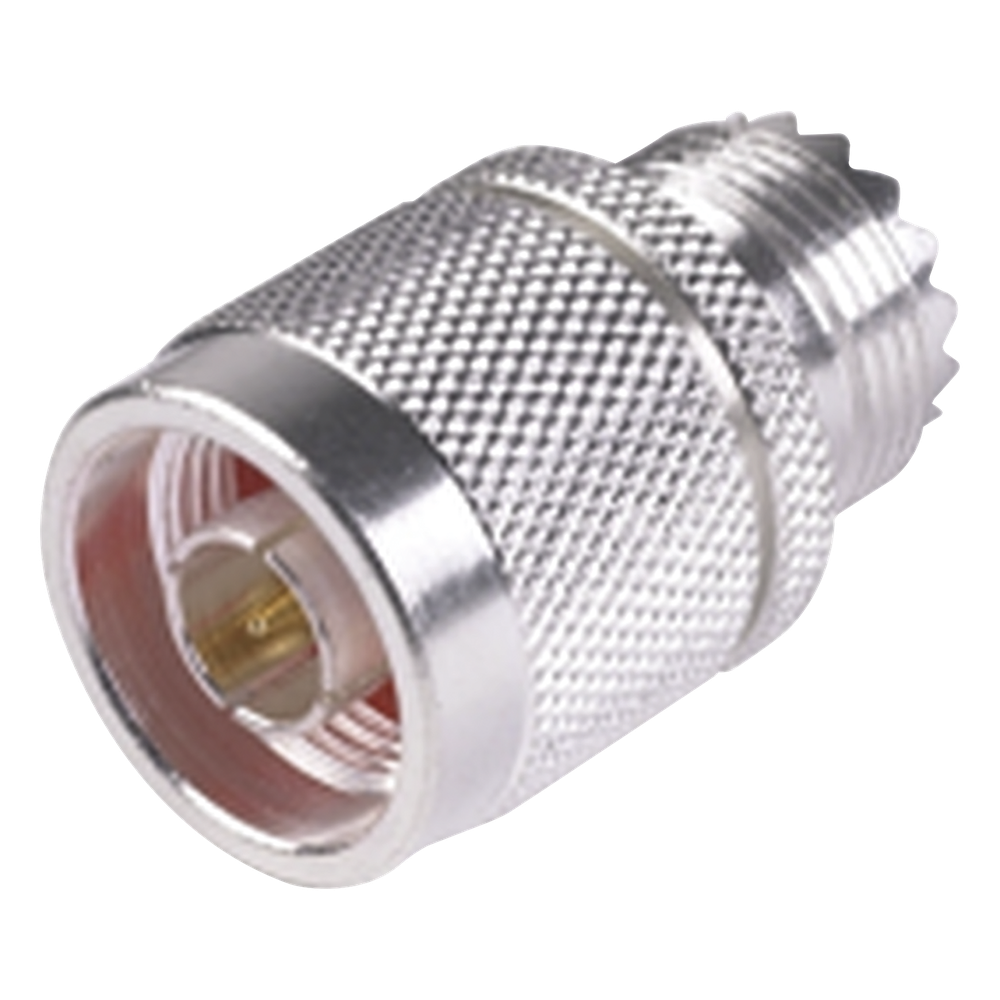 Adaptador en Línea, de Conector N Macho a UHF Hembra (SO-239), Plata/ Oro/ Teflón