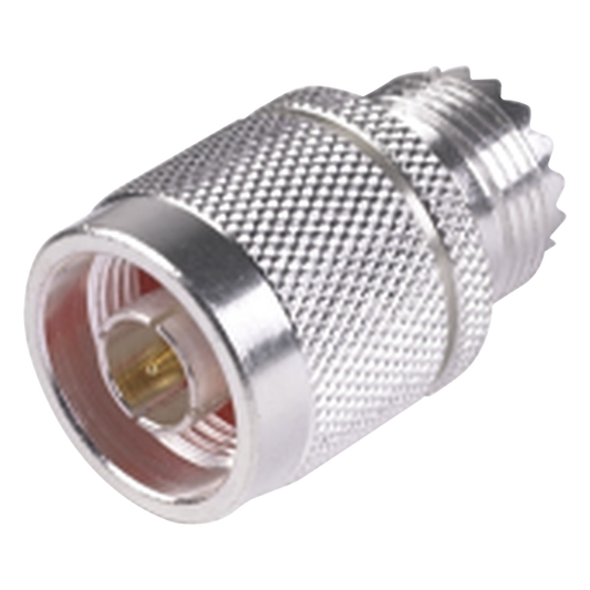 Adaptador en Línea, de Conector N Macho a UHF Hembra (SO-239), Plata/ Oro/ Teflón
