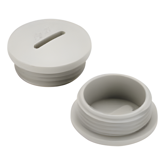 Tapón roscado de 1/2" para caja cuadrada a prueba de intemperie.