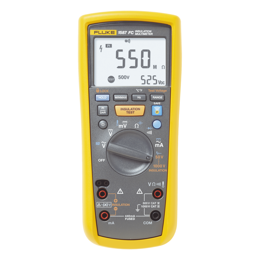 Multímetro de Aislamiento 0.01 M&Omega; - 2G&Omega; . Prueba de 50V - 1000V. Compatible con FLUKE CONNECT