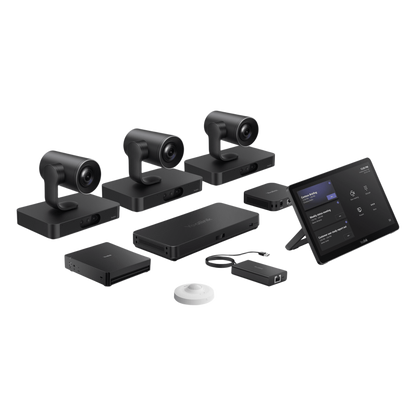 Sistema de Videoconferencia MVC-S98-C5U-004 de Yealink diseñado para Salas Extra Grandes con Triple Cámara Inteligente y Funciones Avanzadas de IA