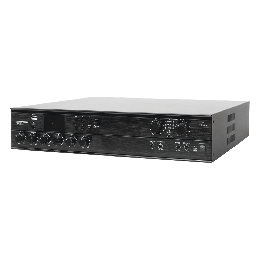 Amplificador Mezclador Matricial | 2 zonas | 240w por canal | 6 entradas | Receptor de medios