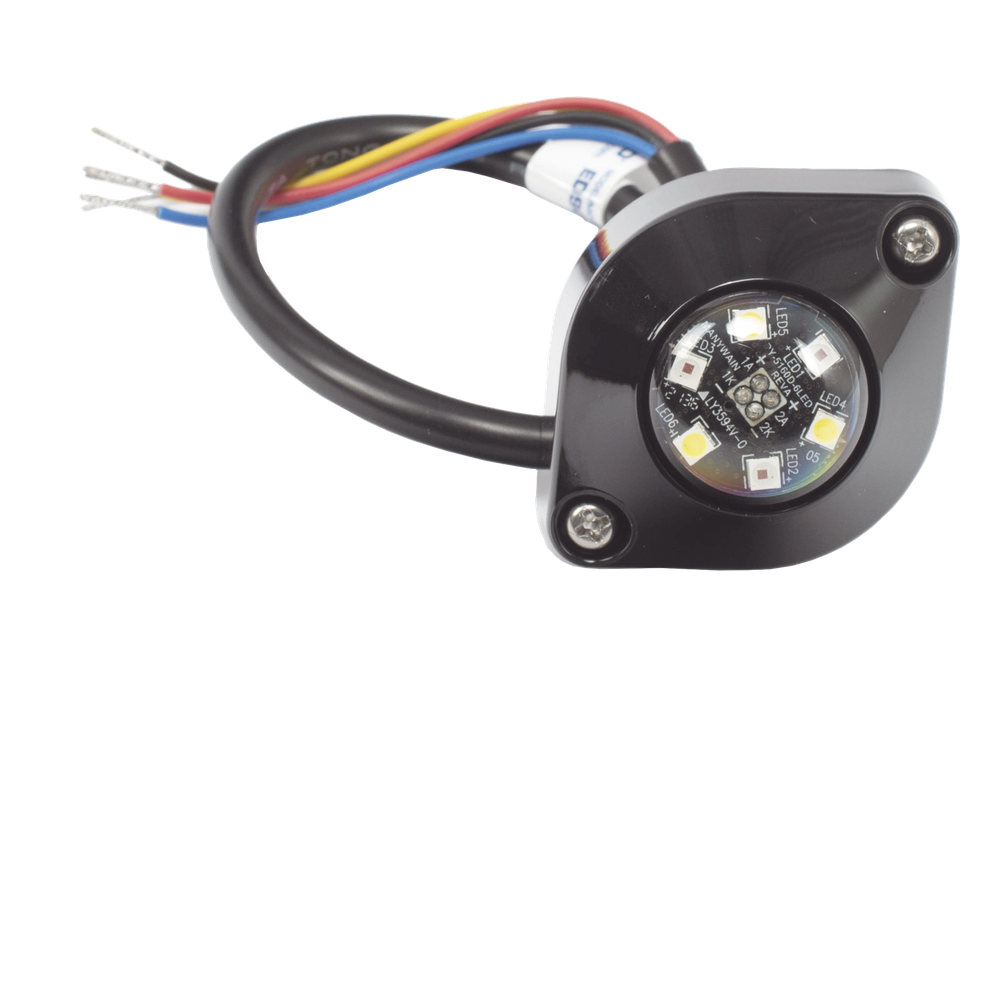 Estrobo Oculto de 6 LED, Azul, Lente Transparente, Bisel Negro