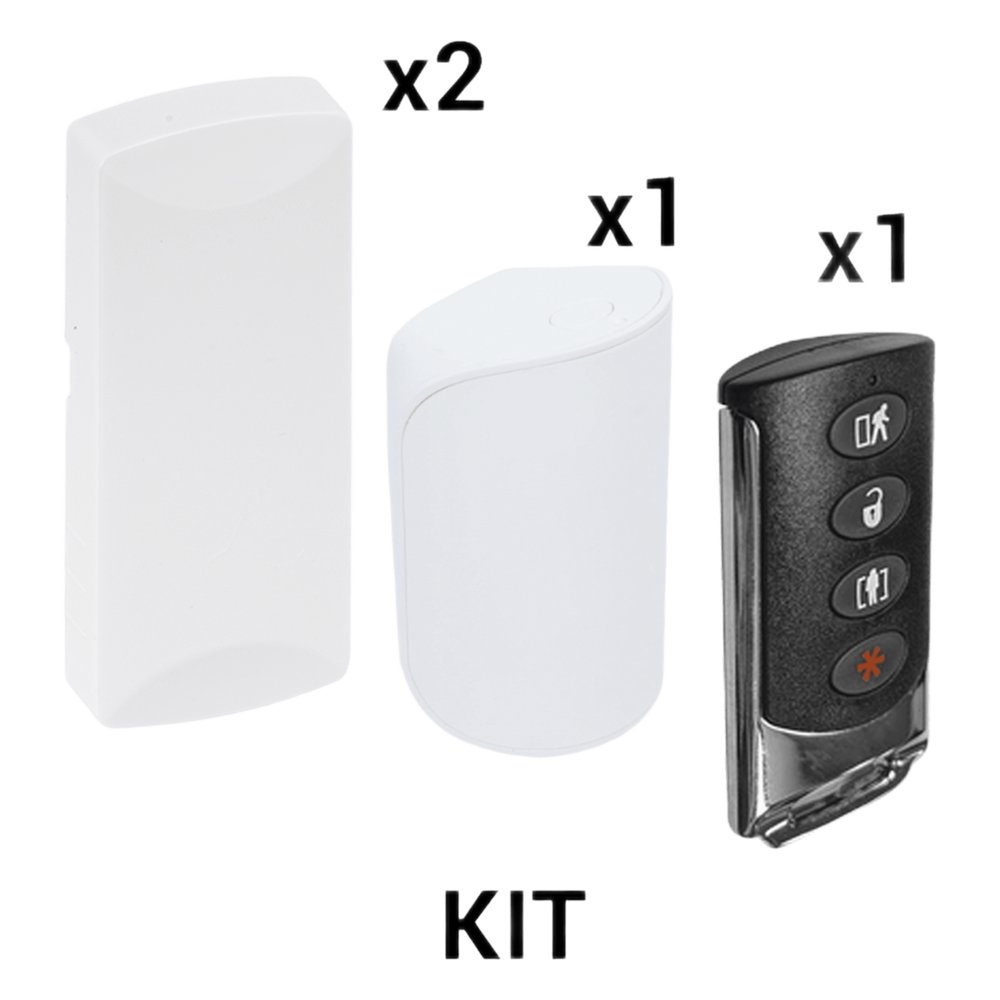 KIT Básico Sensores Inalámbricos - Incluye 2 Contactos Magnéticos, 1 PIR y 1 Llavero - Compatibles con Honeywell y PRO4GEN2