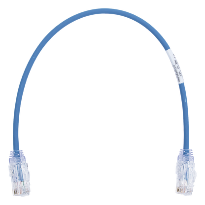 Cable de Parcheo TX6, UTP Cat6, Diámetro Reducido (28AWG), Color Azul, 0.3 Metros (1 Pie)