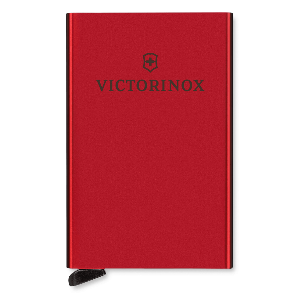 Tarjetero / Almacenamiento Seguro 4-6 Tarjetas / Aluminio Duradero / Protección RFID / Sistema Deslizamiento Patentado / Color Rojo.