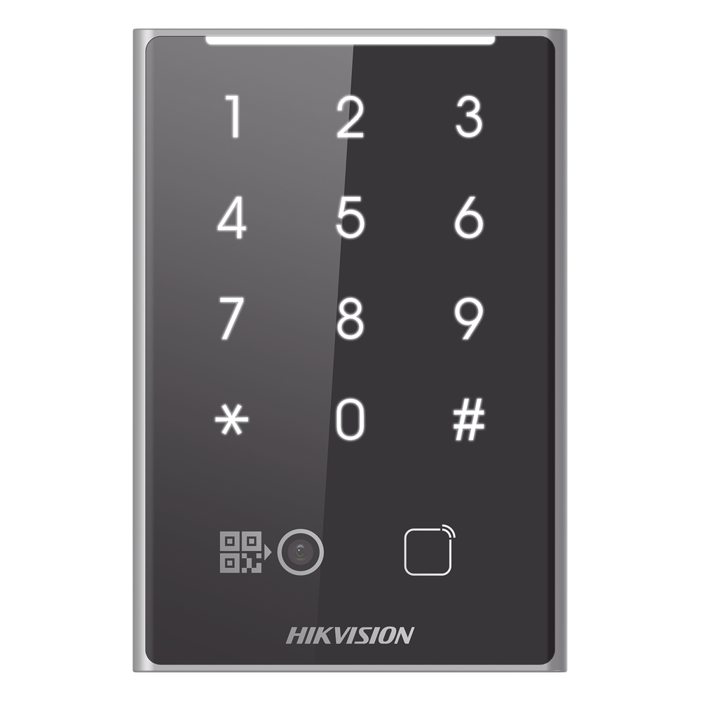 Lector de Tarjetas PROX EM y de Códigos QR / Teclado para Contraseña / Compatible con Controladores DSK2600 Series Hikvision / Comunicación RS485 y