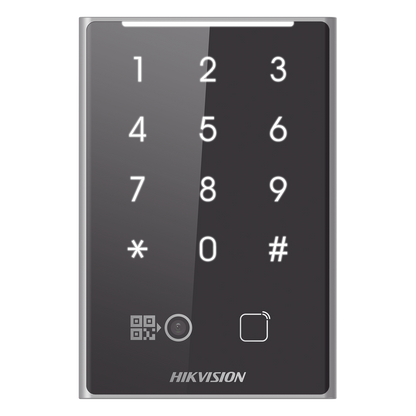 Lector de Tarjetas PROX EM y de Códigos QR / Teclado para Contraseña / Compatible con Controladores DSK2600 Series Hikvision / Comunicación RS485 y