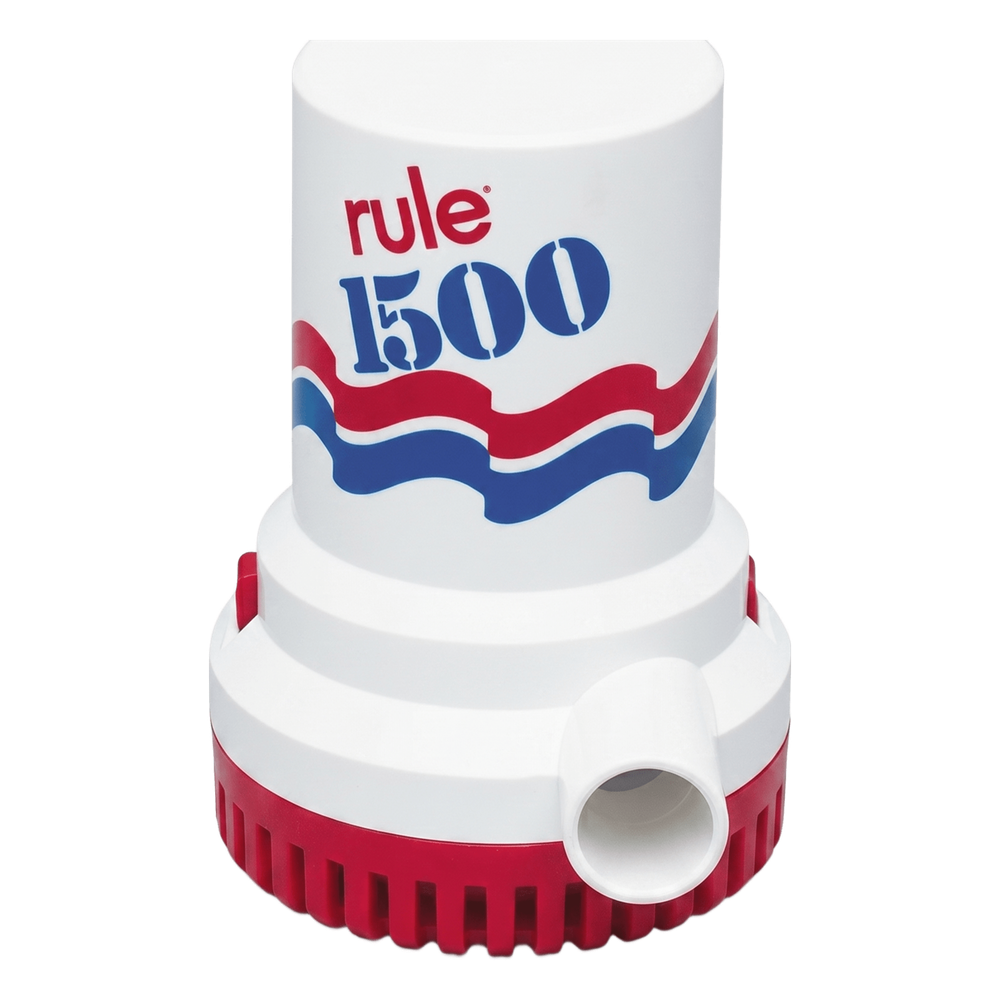 Bomba de Achique Sumergible Rule 02 / 1,500 GPH / 12V CD / Motor de Alta Eficiencia / Ejes de Acero Inoxidable / Protección Térmica TCO
