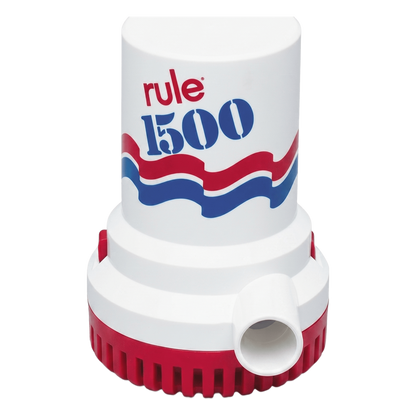 Bomba de Achique Sumergible Rule 02 / 1,500 GPH / 12V CD / Motor de Alta Eficiencia / Ejes de Acero Inoxidable / Protección Térmica TCO