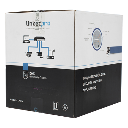 Bobina de Cable de 305 Metros (1000 Pies) Cat6+ Blindado F/UTP, CM, Calibre 23 Alto Rendimiento, ETL, UL, Color Azul, Super Flexible, para