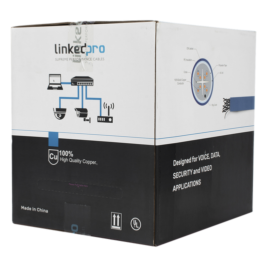 Bobina de Cable de 305 Metros (1000 Pies) Cat6+ Blindado F/UTP, CM, Calibre 23 Alto Rendimiento, ETL, UL, Color Azul, Super Flexible, para